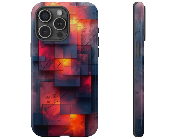 Geometric Gradient Abstract Orange Phone Case: iPhone, Galaxy, Pixel - Lifetime Warranty