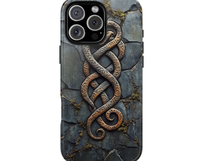 Swirling Viking Serpent Knot Runic Rock Phone Case: iPhone, Galaxy, Pixel - Lifetime Warranty