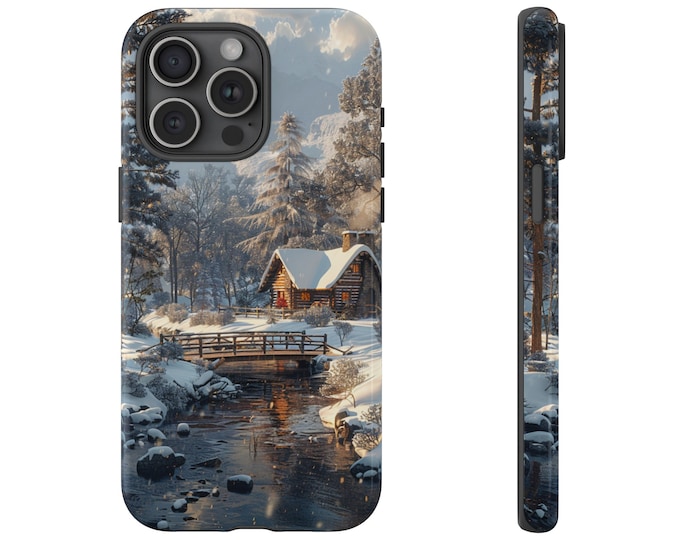 Winter Cabin Covered in Forest Snow Phone Case: iPhone, Galaxy, Pixel - Lifetime Warranty
