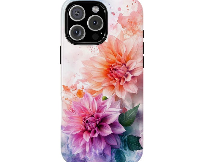 Dahlia Flowers Watercolor Floral Vibrant Phone Case for iPhone | Samsung Galaxy | Google Pixel
