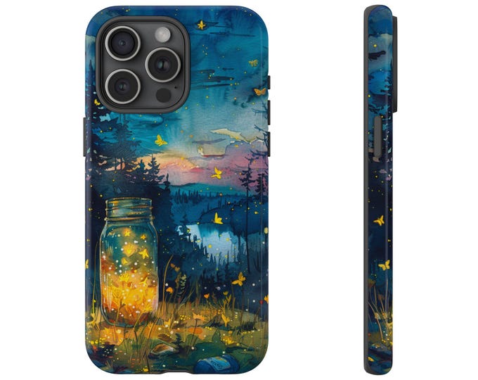 Forest Lake Outdoor Glowing Fireflies Jar Phone Case: iPhone, Galaxy, Pixel - Lifetime Warranty