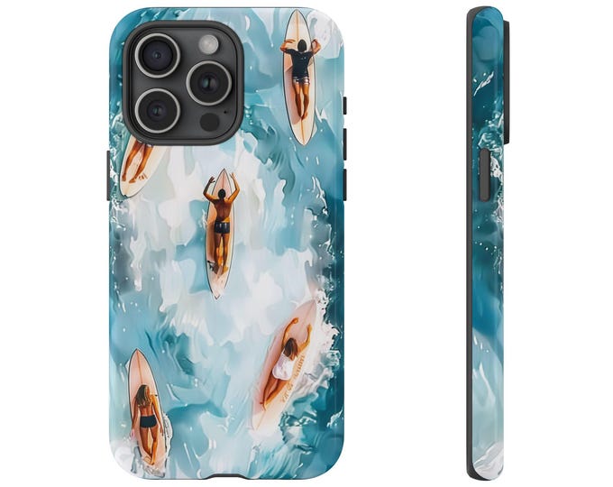 Ocean Surf People Surfing Waves Phone Case: iPhone, Galaxy, Pixel - Lifetime Warranty