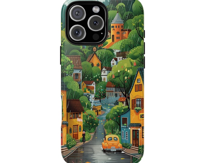 Rainy Town Vintage Cute Artist Rain Hill Phone Case: iPhone, Galaxy, Pixel - Lifetime Warranty