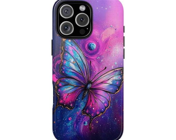 Delicate Butterfly Purple Blue Swirling Phone Case: iPhone, Galaxy, Pixel - Lifetime Warranty