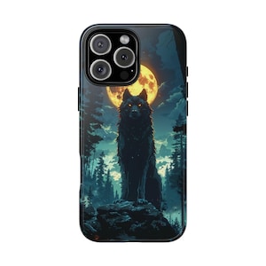 King Black Wolf Full Moon Forest Phone Cover Case: iPhone, Galaxy, Pixel