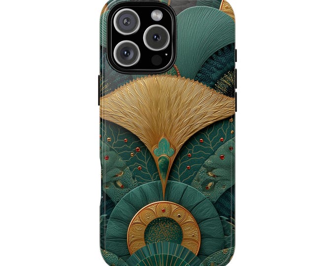 Elegant Gold Emerald Teal Art Deco Phone Case: iPhone, Galaxy, Pixel - MagSafe Compatible