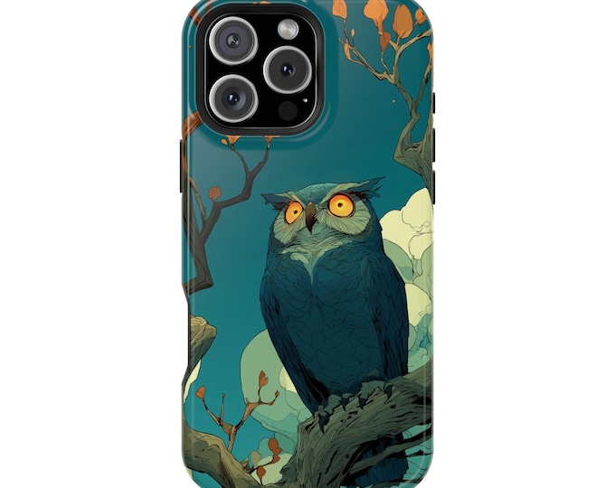 Owl Glowing Eyes Tree Branch Forest Phone Case: iPhone, Galaxy, Pixel - Lifetime Warranty
