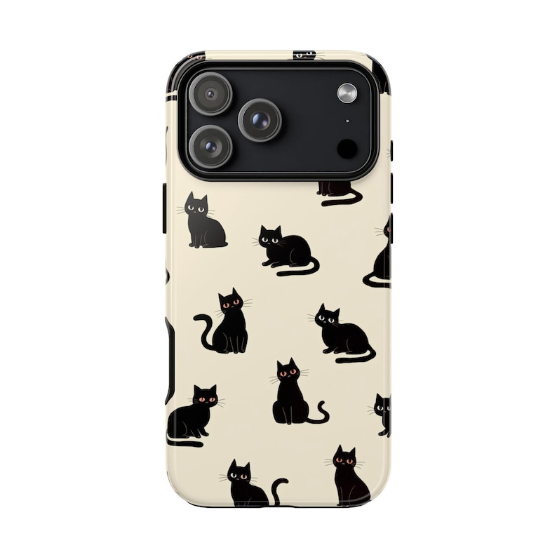 Phone Ink Case: Black Cats Feline Pattern - Lifetime Warranty - Etsy