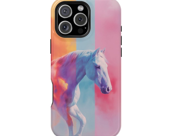White Horse Gradient Pink Phone Case: iPhone, Galaxy, Pixel - Magsafe Compatible