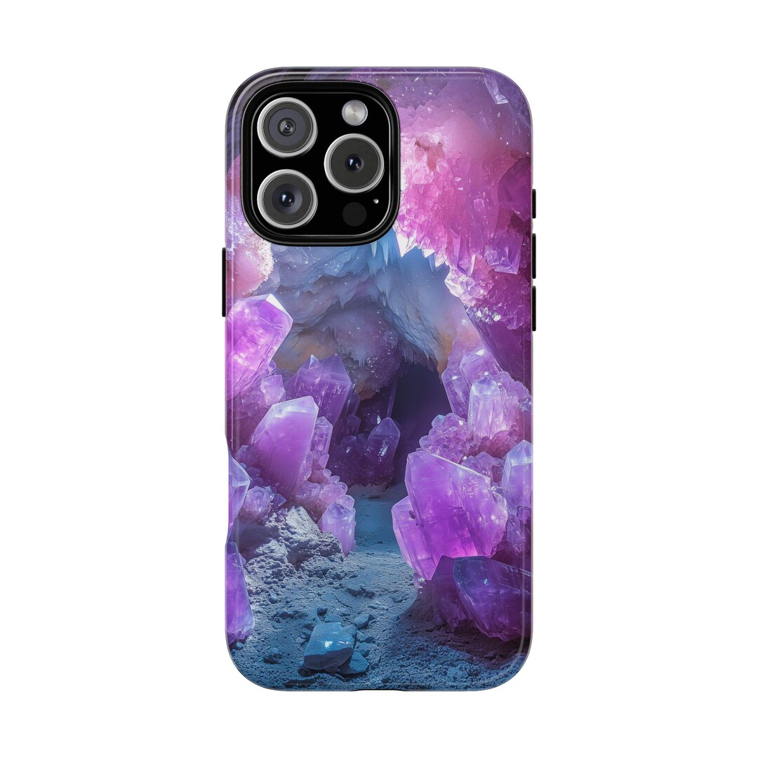 Phone Ink: Galaxy, Pixel, iPhone Case - Crystal Cave Turquoise Pink ...
