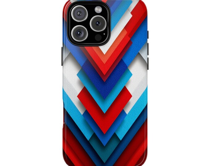 Blue Red ZigZag Line Vector Symmetry Phone Case: iPhone, Galaxy, Pixel - Lifetime Warranty
