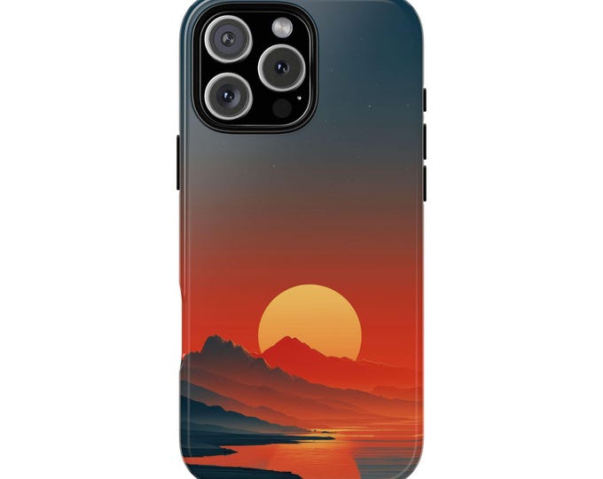 Gradient Sky Sunset Mountain Minimalist Phone Case: iPhone, Galaxy, Pixel - Lifetime Warranty