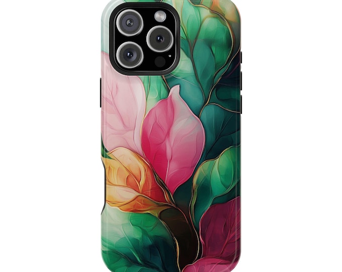 Green Dark Green Water Ink Pastel Floral Phone Case: iPhone, Galaxy, Pixel - Lifetime Warranty