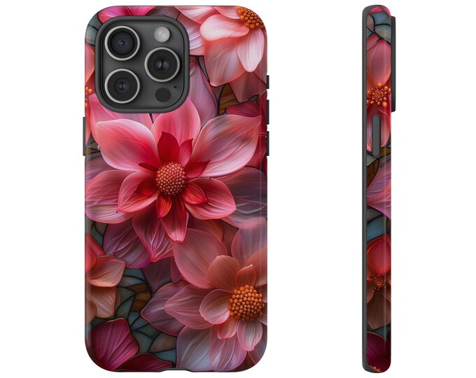 Pink Dahlia Blooming Floral Glass Flowers Phone Case for iPhone | Samsung Galaxy | Google Pixel