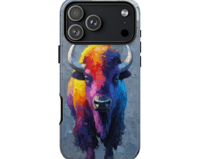 Bison Abstract Brushstroke Buffalo Painting Phone Case: iPhone, Galaxy, Pixel - Lifetime Warranty