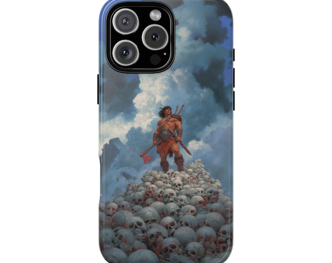 Barbarian Warrior Mountain of Skulls Phone Case: iPhone, Galaxy, Pixel - Lifetime Warranty