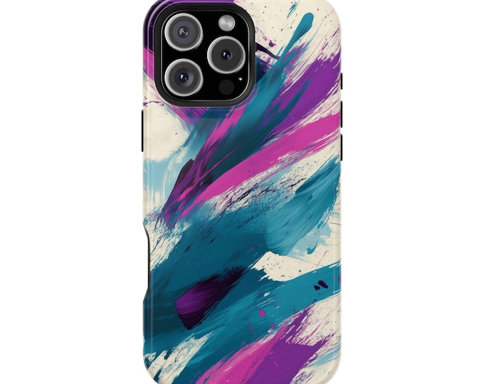 Retro Vibrant Brushstrokes Teal Pink Phone Case: iPhone, Galaxy, Pixel - Lifetime Warranty
