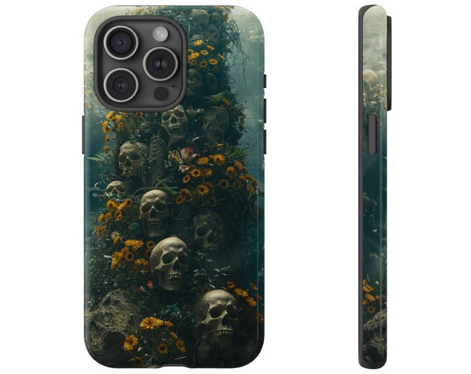 Skull Tower Death Blooms Phone Case: iPhone, Galaxy, Pixel - Lifetime Warranty