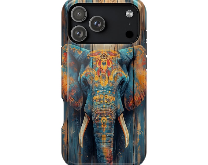 Elephant Wooden Tribal Colorful Wall Art Phone Case: iPhone, Galaxy, Pixel - Lifetime Warranty