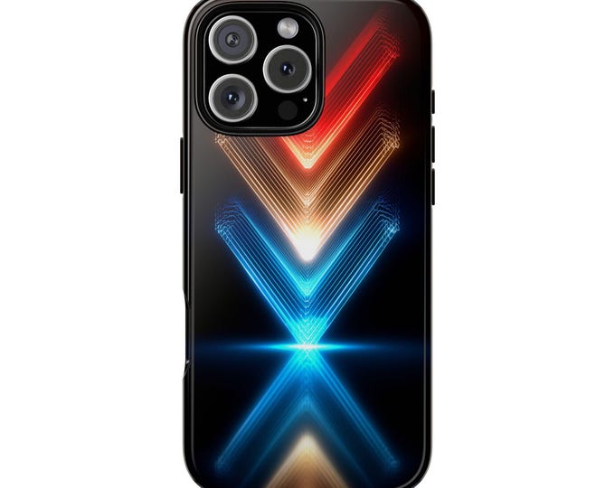 Neon ZigZag Blue Red Line Pattern Phone Case: iPhone, Galaxy, Pixel - Lifetime Warranty