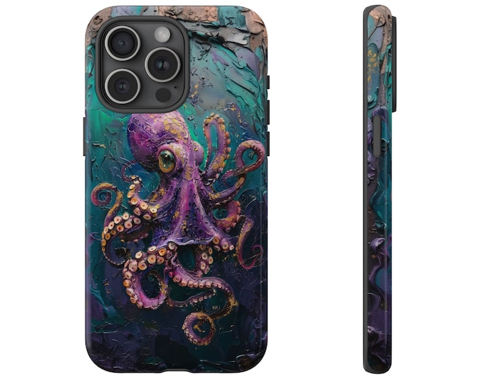 Purple Octopus Cephalopod Pastel Thick Paint Phone Case: iPhone, Galaxy, Pixel - Lifetime Warranty