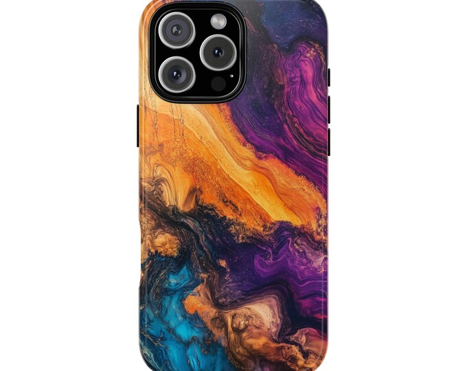 Purple Yellow Epoxy Liquid Hydrodip Blue Phone Case: iPhone, Galaxy, Pixel - Lifetime Warranty