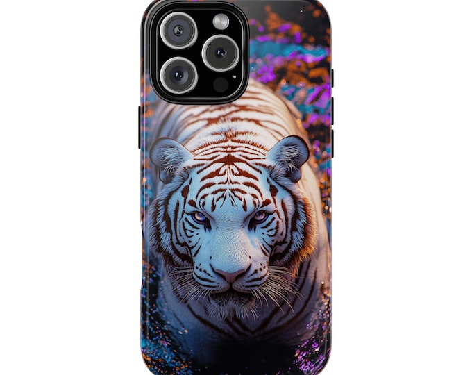 White Tiger Radiant Iridescent Pool Waters Bengal Cat Phone Case: iPhone, Galaxy, Pixel - Lifetime Warranty