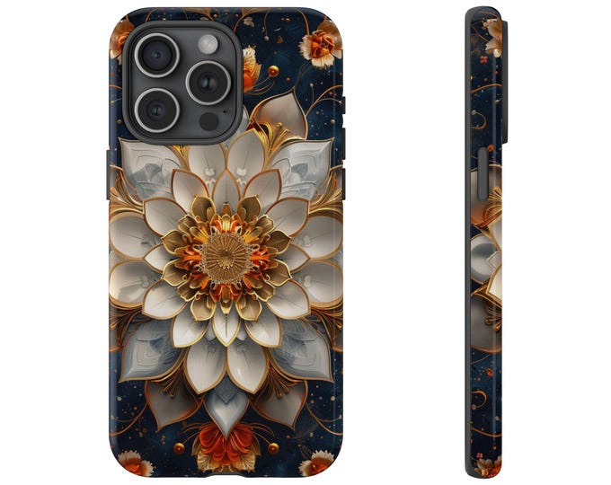 White Flower Mandala Floral - Tough Phone Case: iPhone, Galaxy, Pixel - Lifetime Warranty