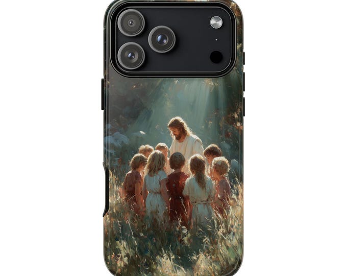 Jesus Christ Surrounded by Children Phone Case: iPhone, Galaxy, Pixel - Lifetime Warranty