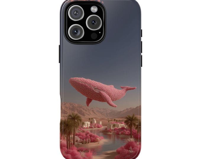Floating Whale Pink Floral Desert Oasis Phone Case: iPhone, Galaxy, Pixel - Lifetime Warranty