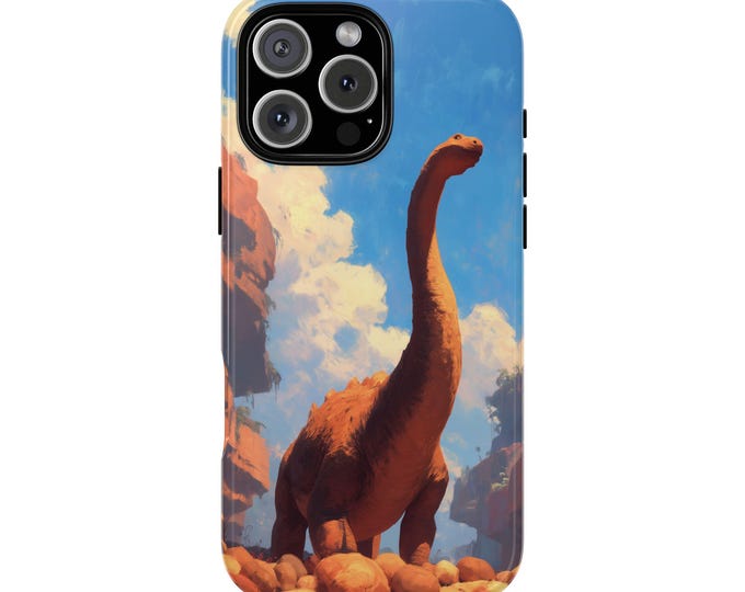 Brachiosaurus Dinosaur Desert Rocky Dino Phone Case: Tough Cover for iPhone (MagSafe Compatible), Samsung Galaxy, Pixel