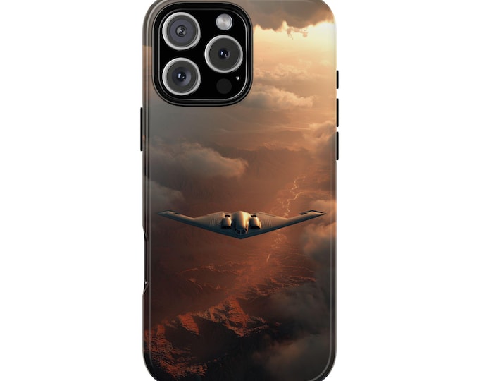 Stealth Bomber Plane Desert Terrain Dusk Phone Case: iPhone, Galaxy, Pixel - Lifetime Warranty