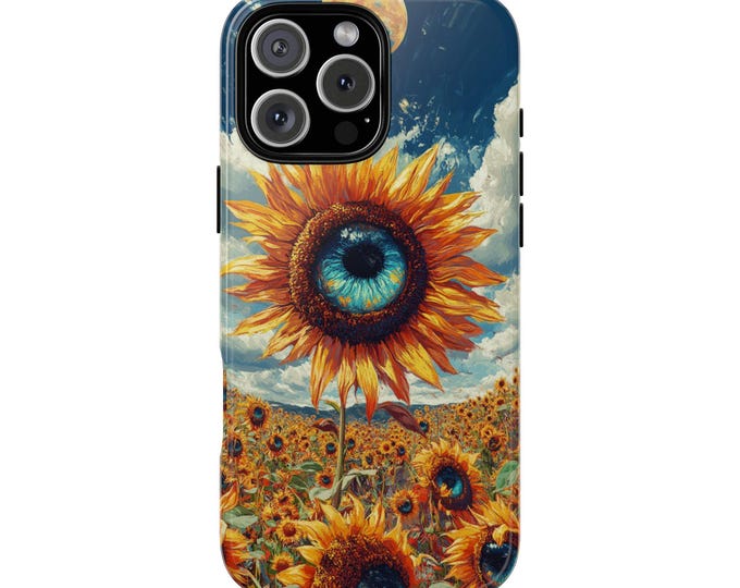 Sunflowers Eyes Trippy Abstract Art Flower Phone Case: iPhone, Galaxy, Pixel - Lifetime Warranty