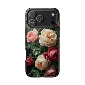 Livstidsgaranti | Rödvit nejlikblommig bukett telefonskal: iPhone 17 16 15 14 Pro Max, Galaxy S26 | MagSafe | Stötsäker
