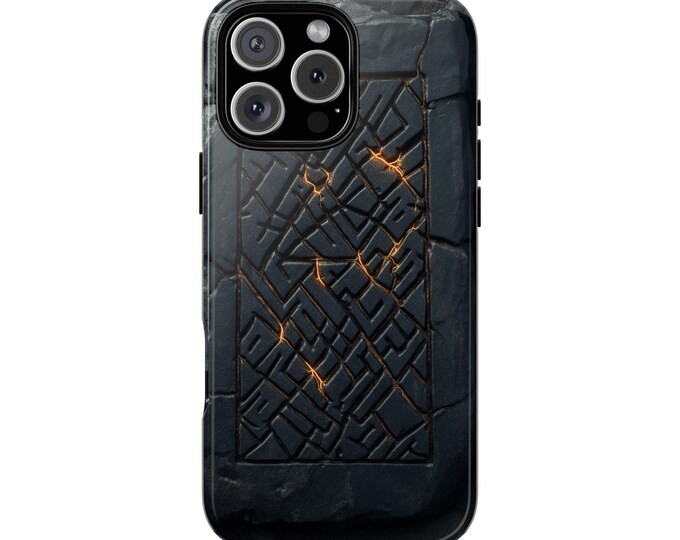 Etched Rune Norse Viking Rock Black Woven Stone Phone Case: iPhone, Galaxy, Pixel - Lifetime Warranty