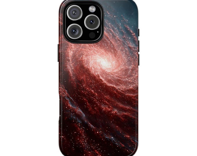Red Galaxy Spiral Outer Space Universe Phone Case: iPhone, Galaxy, Pixel - Lifetime Warranty