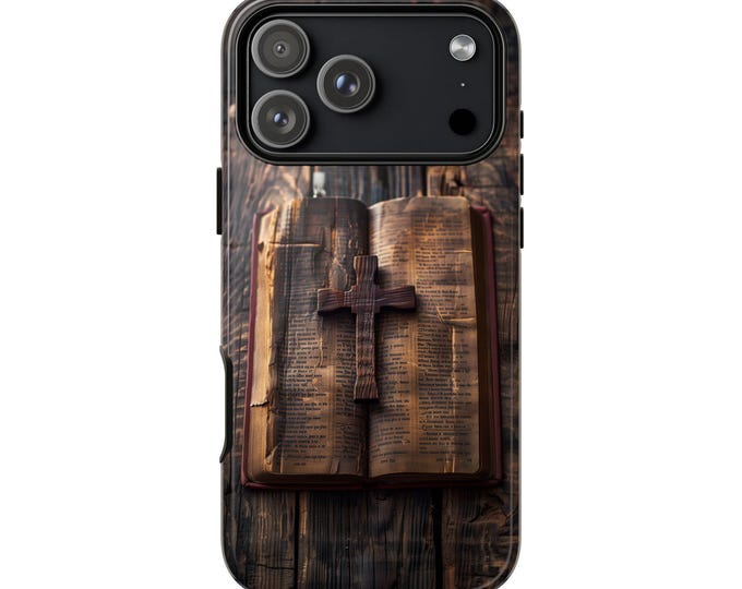 Bible Wooden Cross Faith Phone Case: iPhone, Galaxy, Pixel - Lifetime Warranty