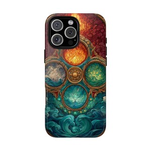 Glass Elements Fire Water Earth Air Phone Case: iPhone, Galaxy, Pixel - MagSafe Compatible