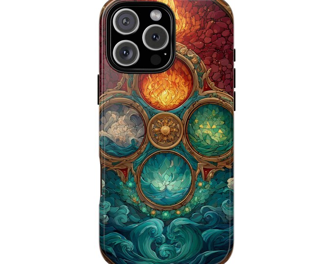 Glass Elements Fire Water Earth Air Phone Case: iPhone, Galaxy, Pixel - Lifetime Warranty