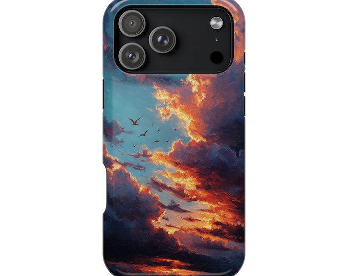 Dusk Sunset Oil Painting Clouds Phone Case: iPhone, Galaxy, Pixel - Lifetime Warranty