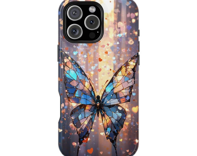 Stained Glass Butterfly Blue Phone Case: iPhone, Galaxy, Pixel - Lifetime Warranty