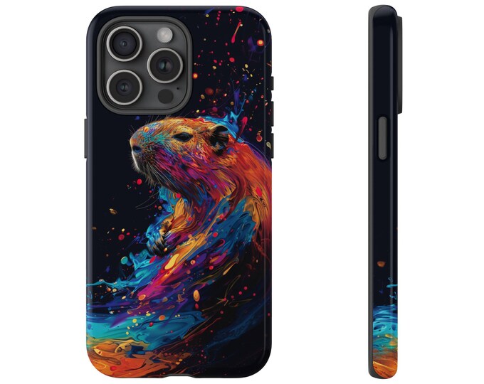 Capybara Abstract Colorful Ink Phone Case: iPhone, Galaxy, Pixel - Lifetime Warranty