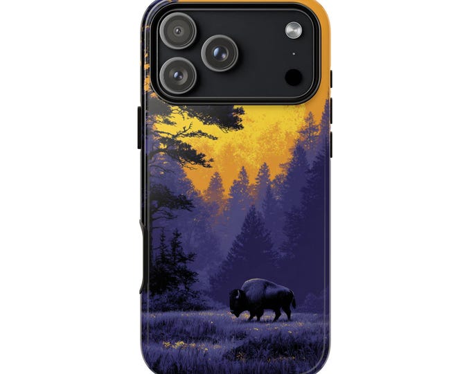 Bison Wilderness Purple Yellow Shades Phone Case: iPhone, Galaxy, Pixel - Lifetime Warranty