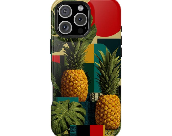 Summer Abstract Pineapple Palm Leaves Phone Case: iPhone, Galaxy, Pixel - Lifetime Warranty