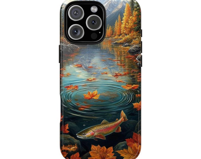Trout Fishing Lake Fish Autumn Leaves Phone Case: iPhone, Galaxy, Pixel - Lifetime Warranty