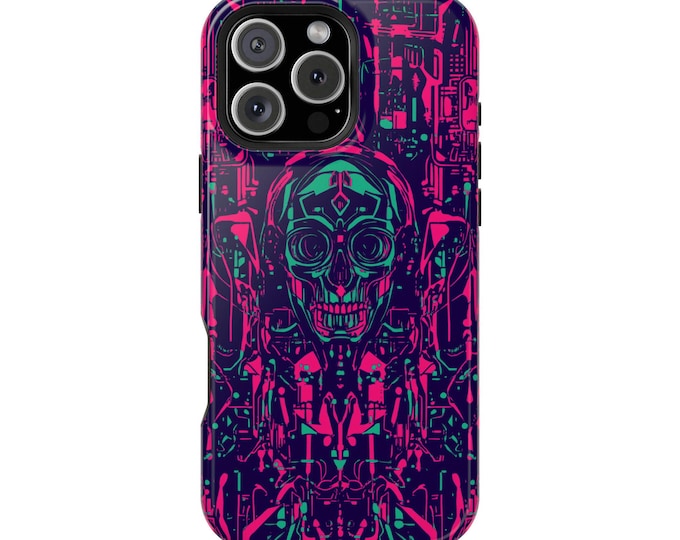 Digital Chaos Neon Skull Electric Shadows Phone Case: iPhone, Galaxy, Pixel - Lifetime Warranty