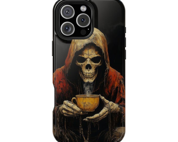Skeleton Tea Coffee Cup Phone Case: iPhone, Galaxy, Pixel - Lifetime Warranty
