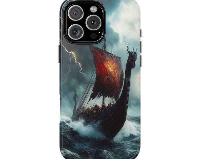 Legendary Viking Ship Turbulent Seas Storm Phone Case: iPhone, Galaxy, Pixel - Lifetime Warranty