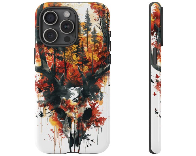 Stag Antler Deer Watercolor - Tough Phone Case: iPhone, Galaxy, Pixel - Lifetime Warranty