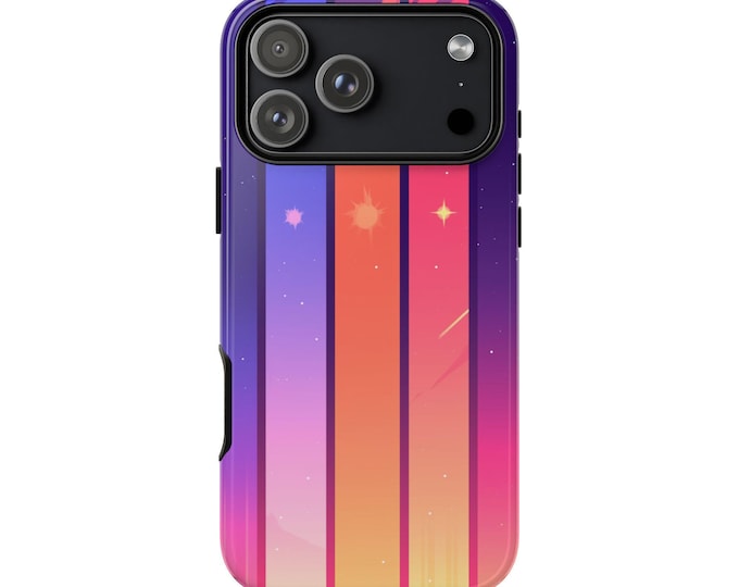 Gradient Pink Purple Retro Stripes Phone Case: iPhone, Galaxy, Pixel - Lifetime Warranty